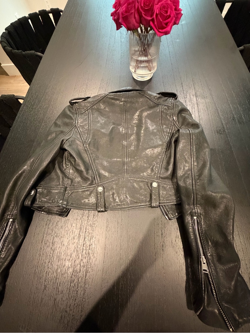 Lamarque Black Leather Moto Jacket